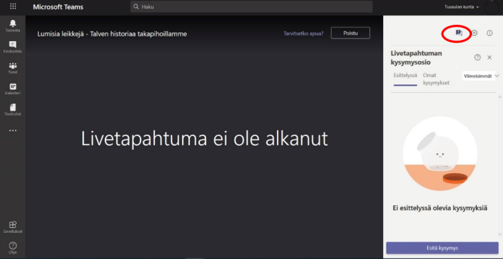 teams live keskustelu teams live keskustelu