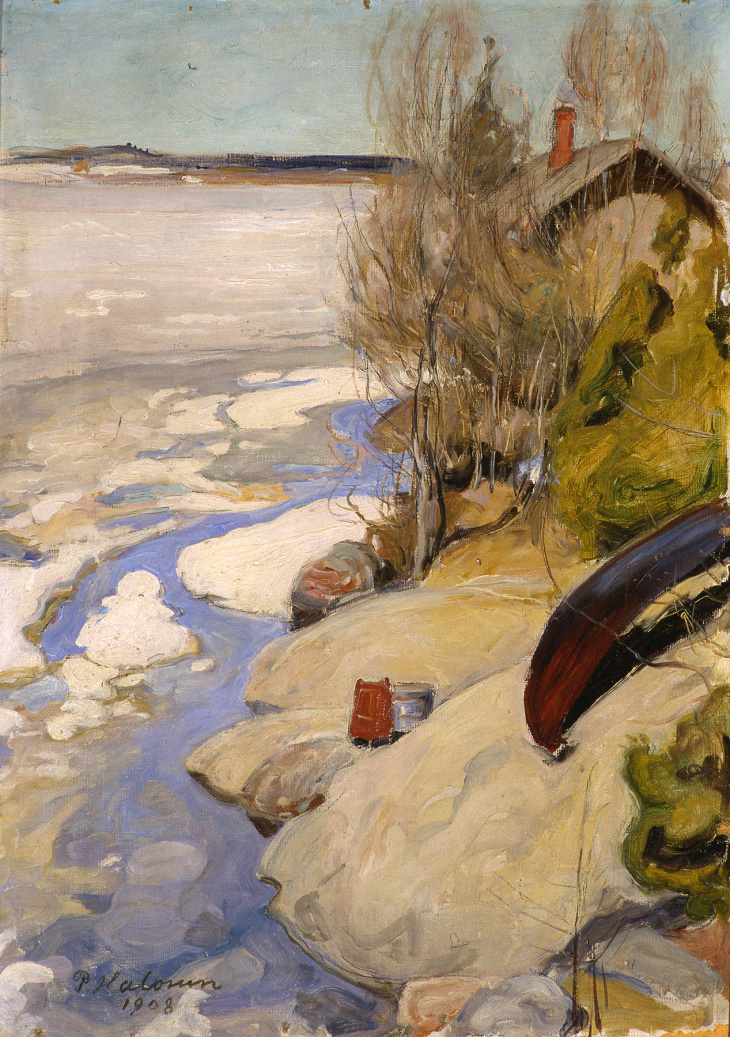 Pekka Halonen, Saunaranta talvella, yksityiskokoelma. Kuva Tuusulan museo/Toimituskuva