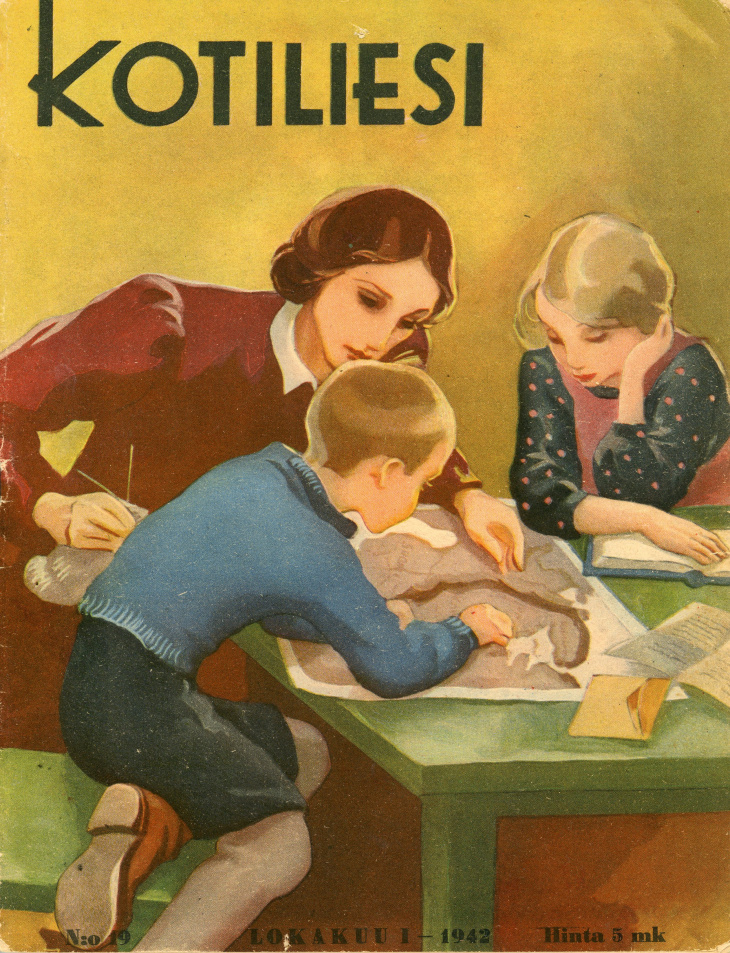 Martta Wendelinin kuvittama Kotilieden kansikuva vuodelta 1942 Martta Wendelinin kuvittama Kotilieden kansikuva vuodelta 1942