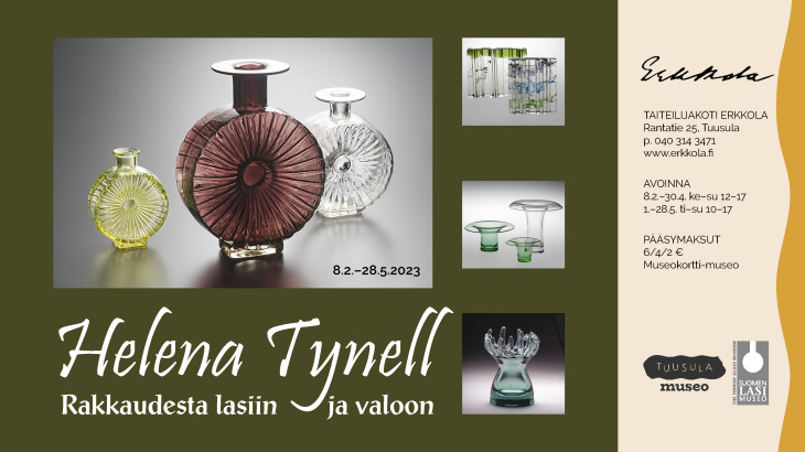 Banneri Erkkola Helena Tynell Rakkaudesta Lasiin ja valoon 2023 Banneri Erkkola Helena Tynell Rakkaudesta Lasiin ja valoon 2023